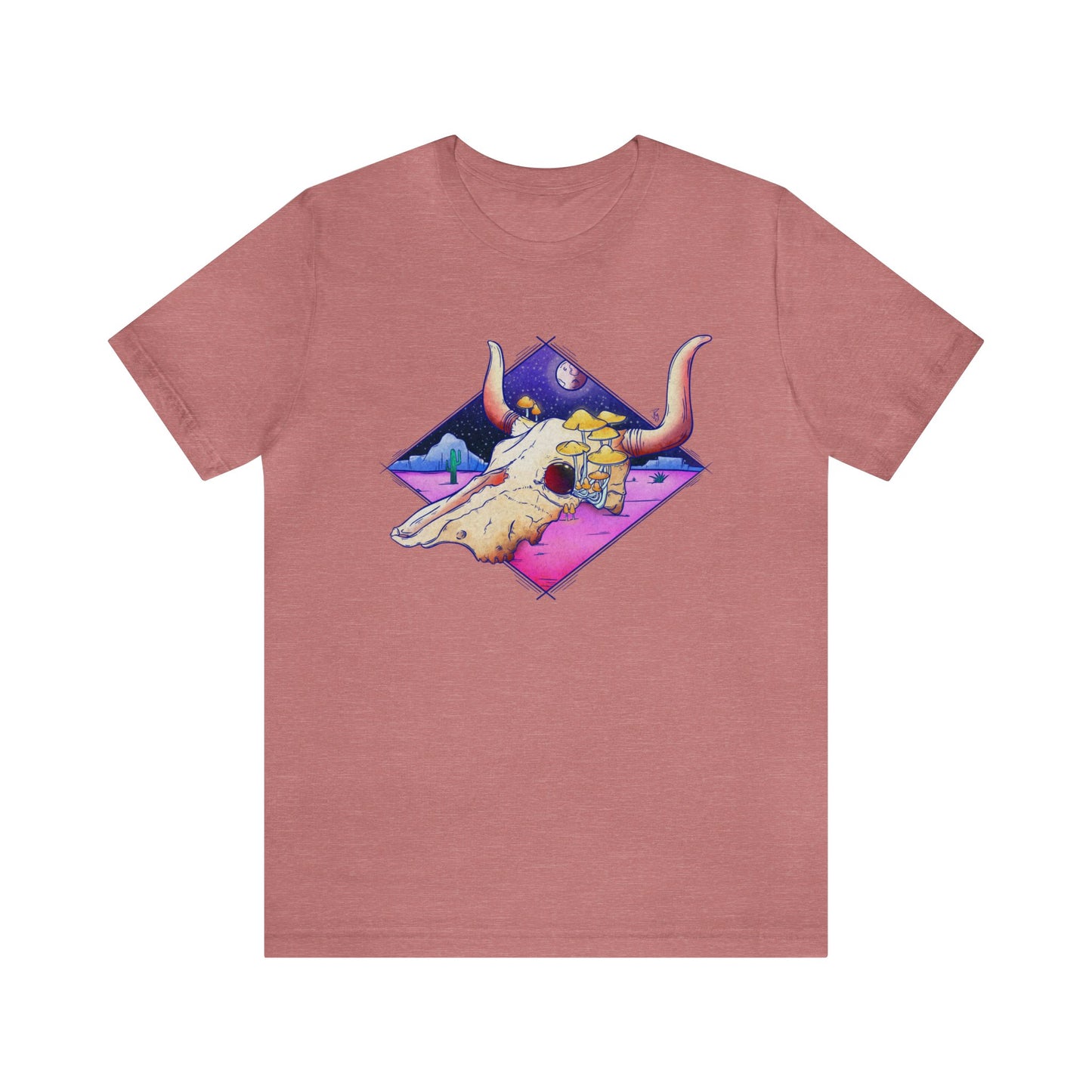 Shroom Skull T-Shirt Printify Heather Mauve S 