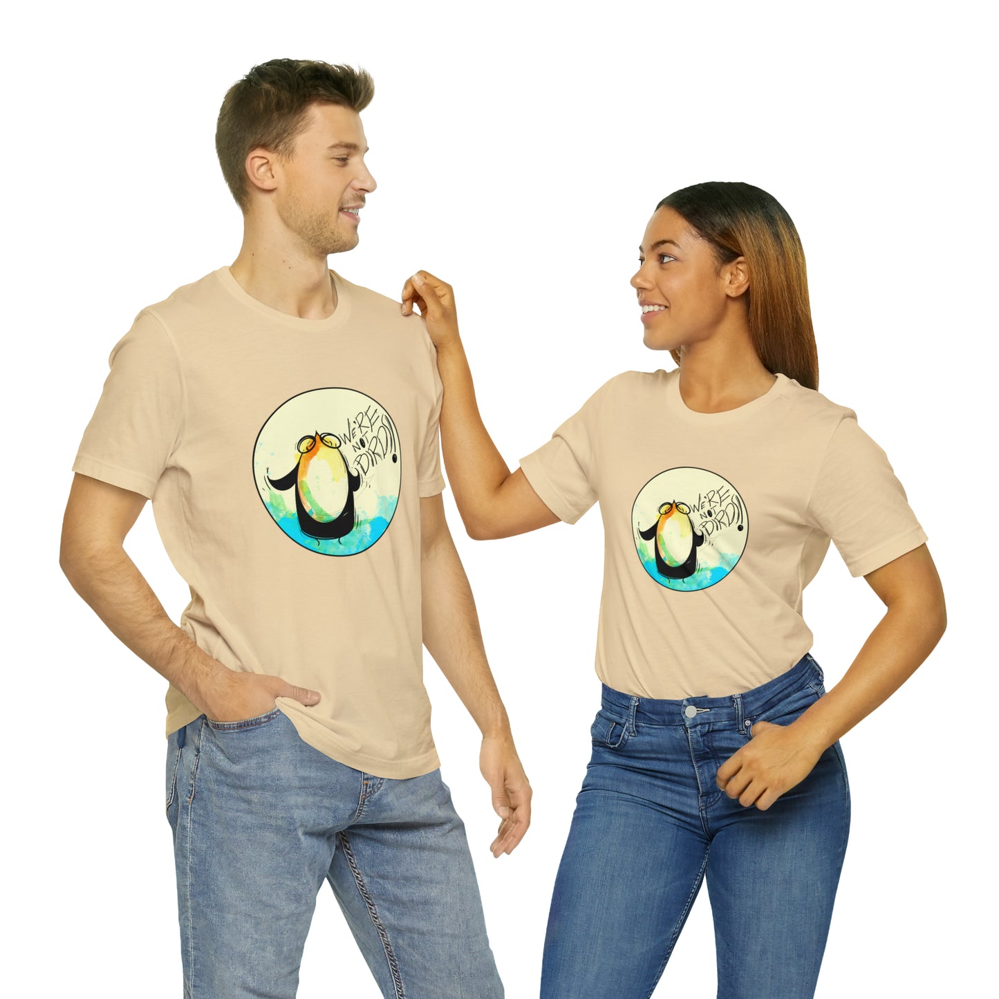 We're Not Birds! Jersey Short Sleeve Tee T-Shirt Printify Soft Cream S 