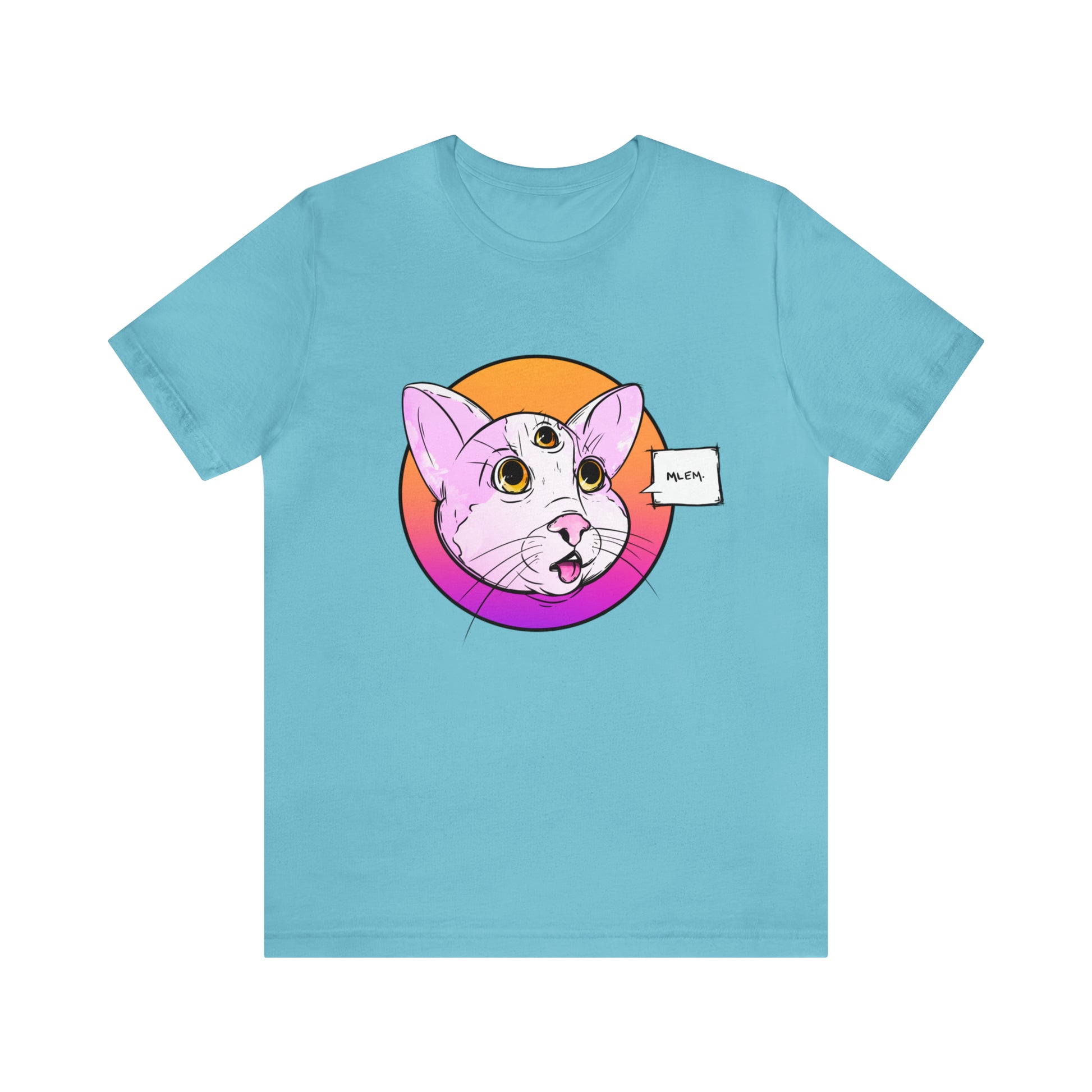MLEM Cat Jersey Short Sleeve Tee T-Shirt Printify Turquoise S 