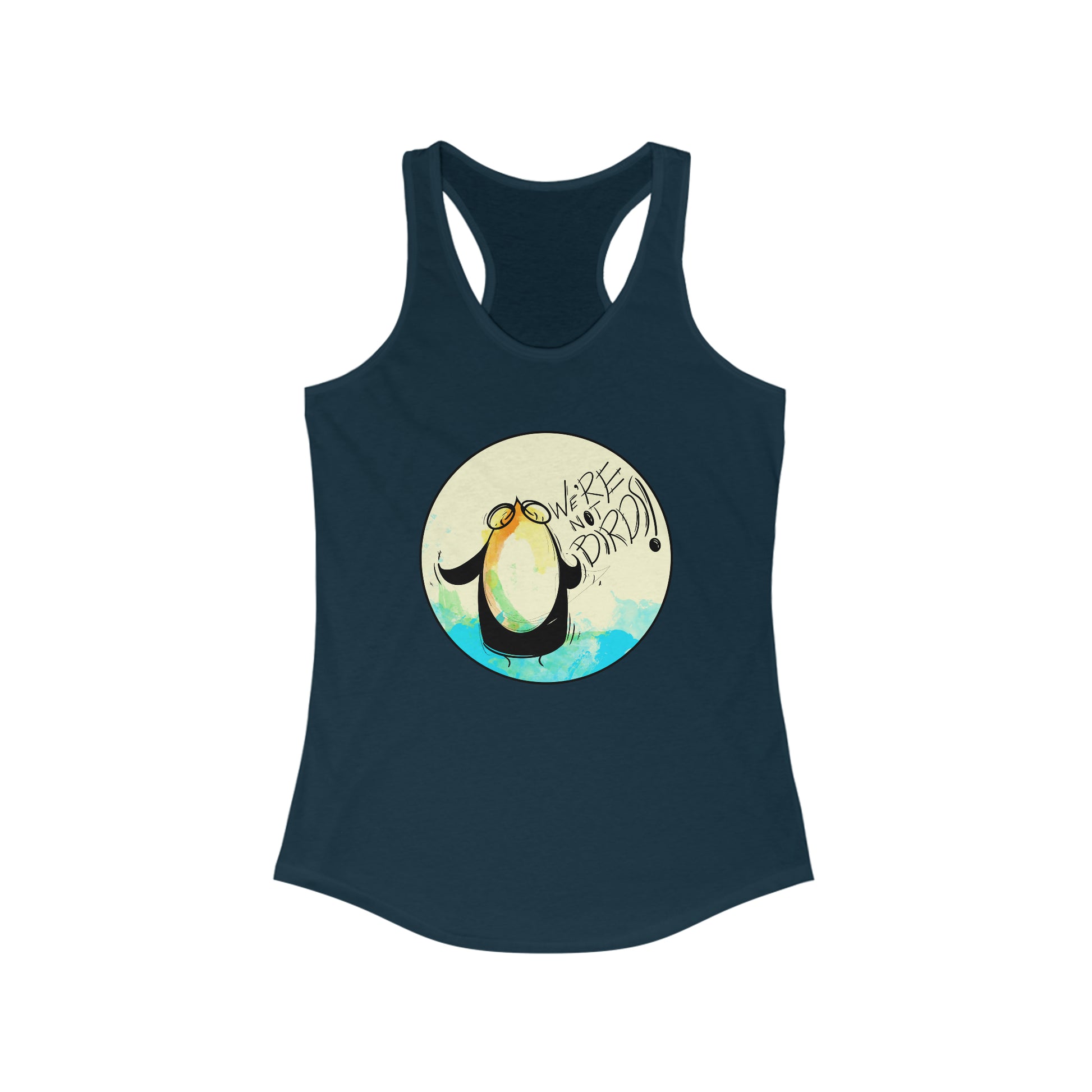 We're Not Birds! Women's Racerback Tank Tank Top Printify XS Solid Midnight Navy 