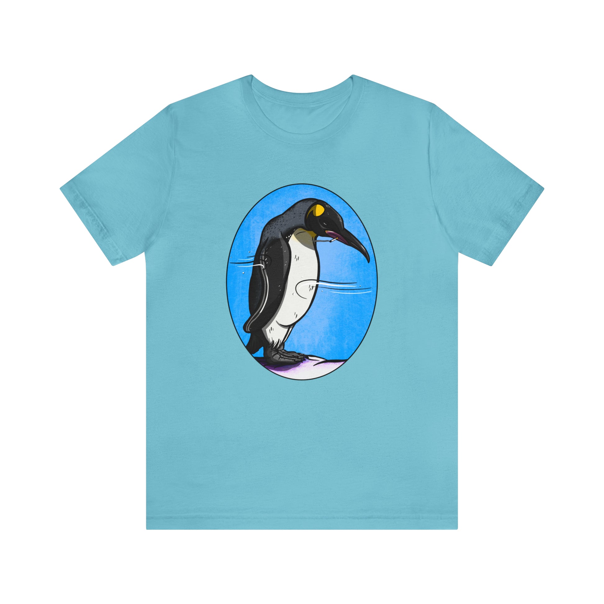 Nihilistic Penguin Jersey Short Sleeve Tee T-Shirt Printify Turquoise M 