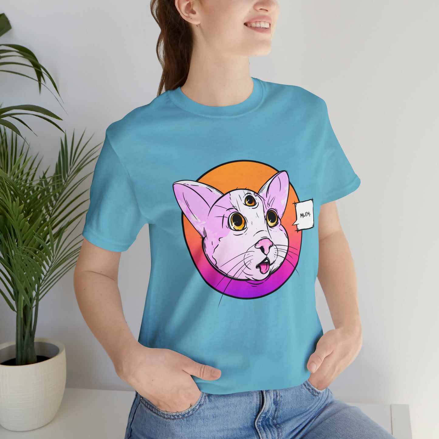 MLEM Cat Jersey Short Sleeve Tee T-Shirt Printify   