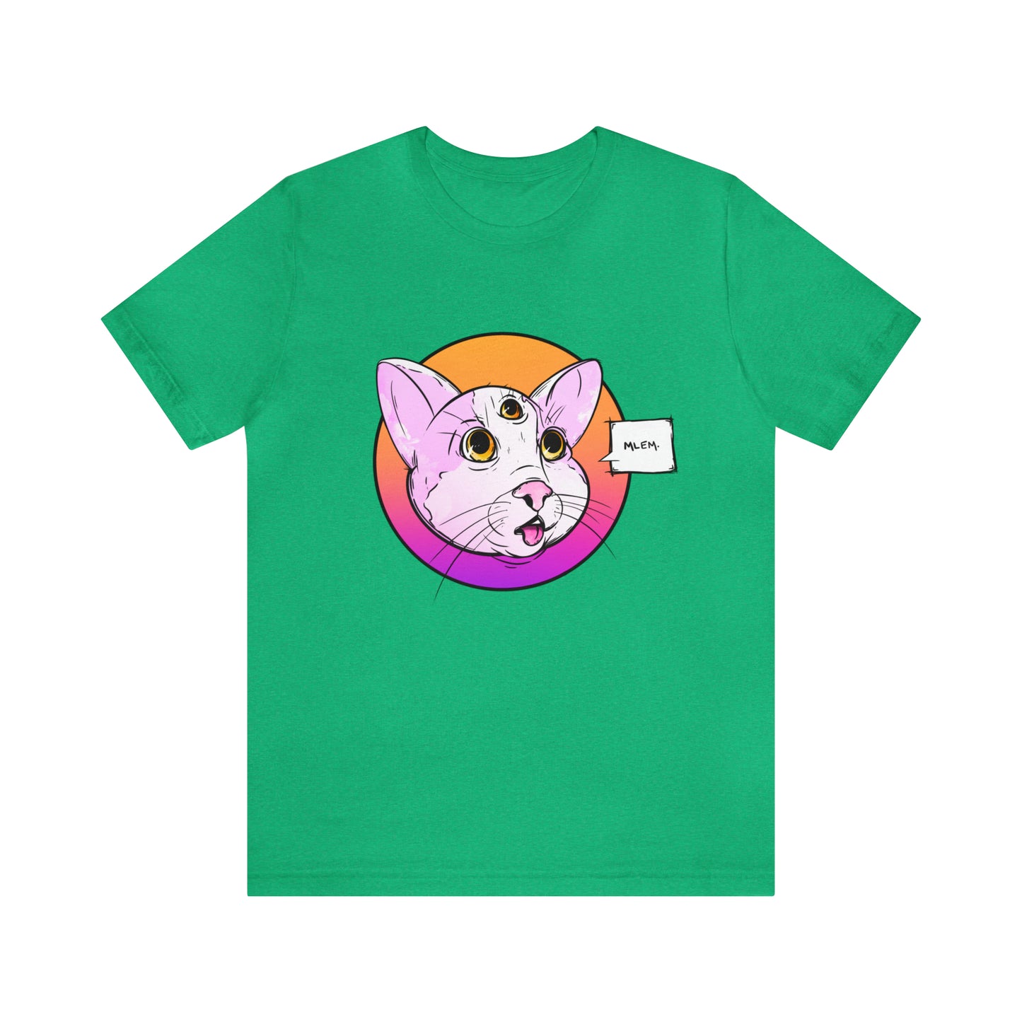 MLEM Cat Jersey Short Sleeve Tee T-Shirt Printify Heather Kelly S 