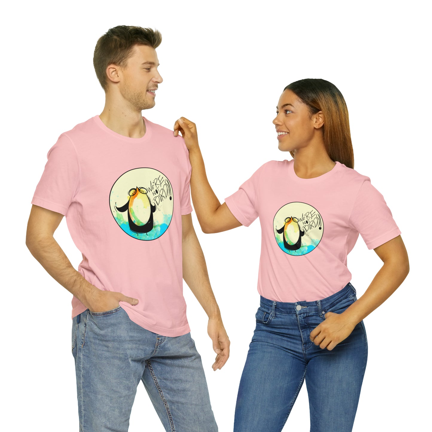 We're Not Birds! Jersey Short Sleeve Tee T-Shirt Printify Pink S 