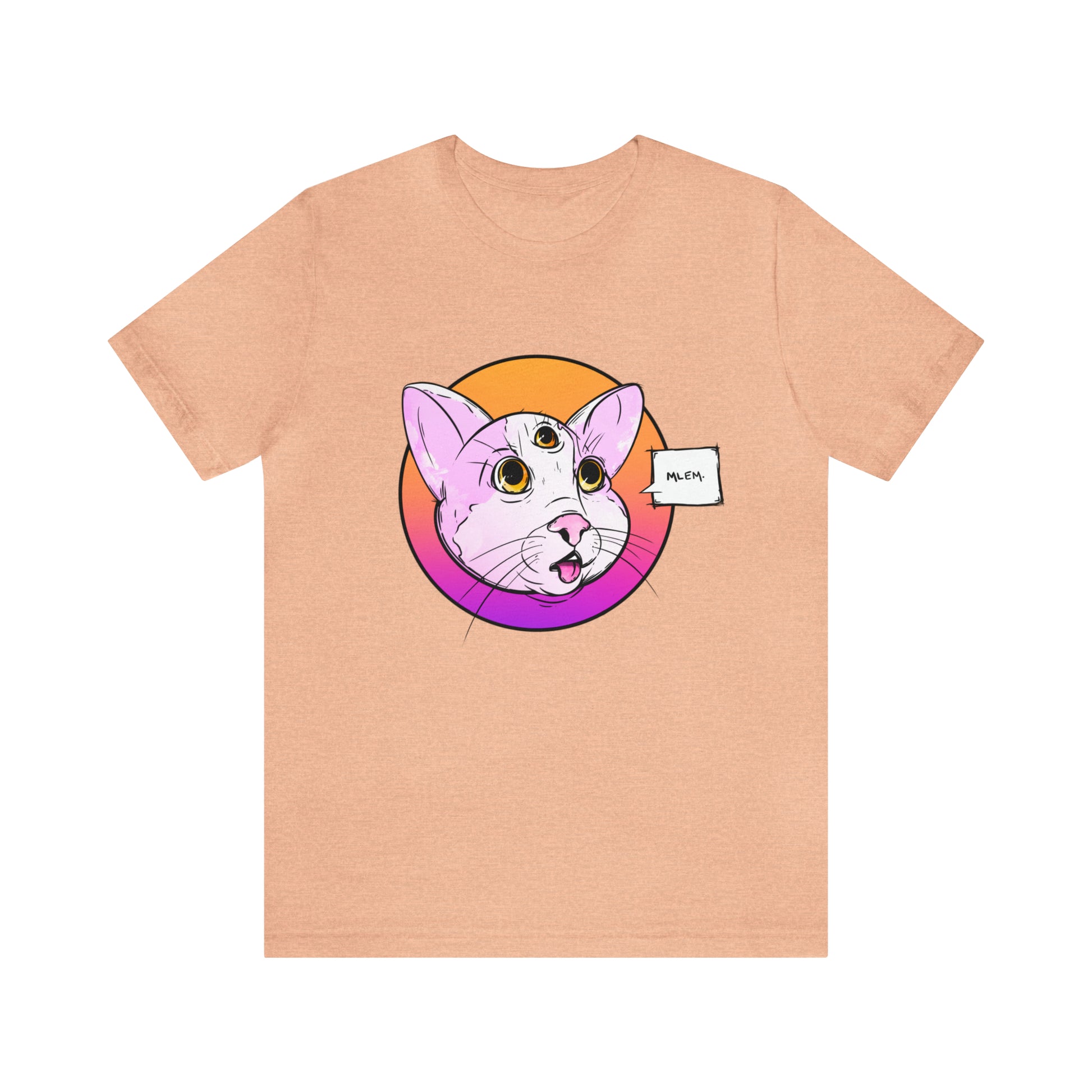 MLEM Cat Jersey Short Sleeve Tee T-Shirt Printify Heather Peach M 
