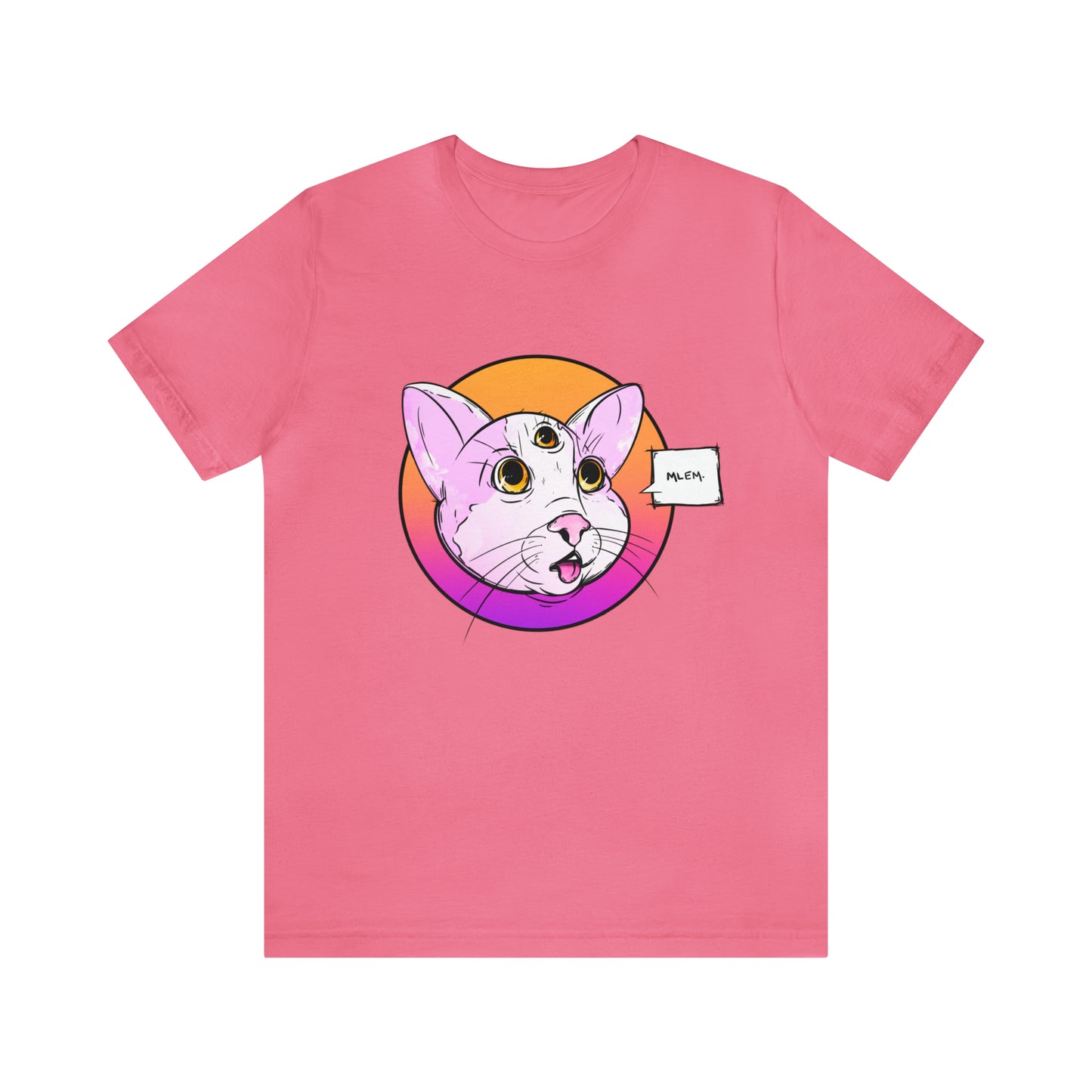 MLEM Cat Jersey Short Sleeve Tee T-Shirt Printify Charity Pink S 