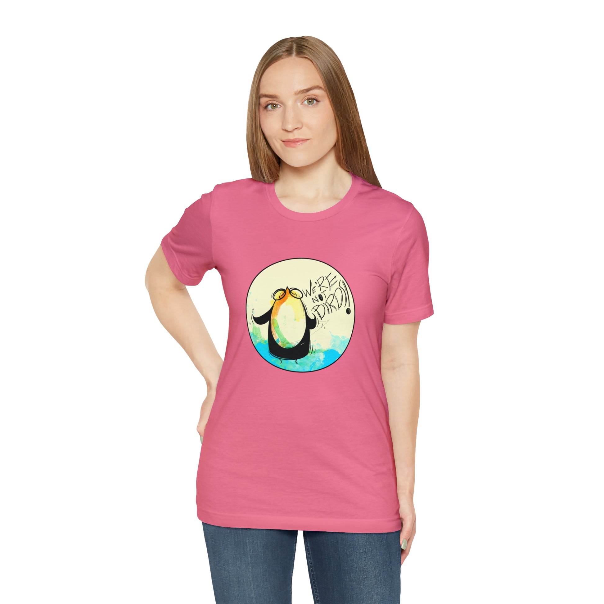 We're Not Birds! Jersey Short Sleeve Tee T-Shirt Printify   