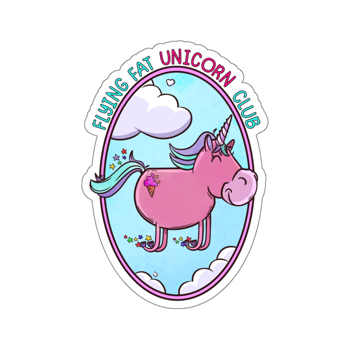 Flying Fat Unicorn Club Paper products Printify 6" × 6" White 