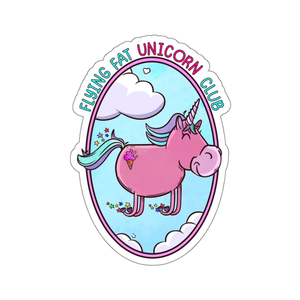 Flying Fat Unicorn Club Paper products Printify 4" × 4" White 