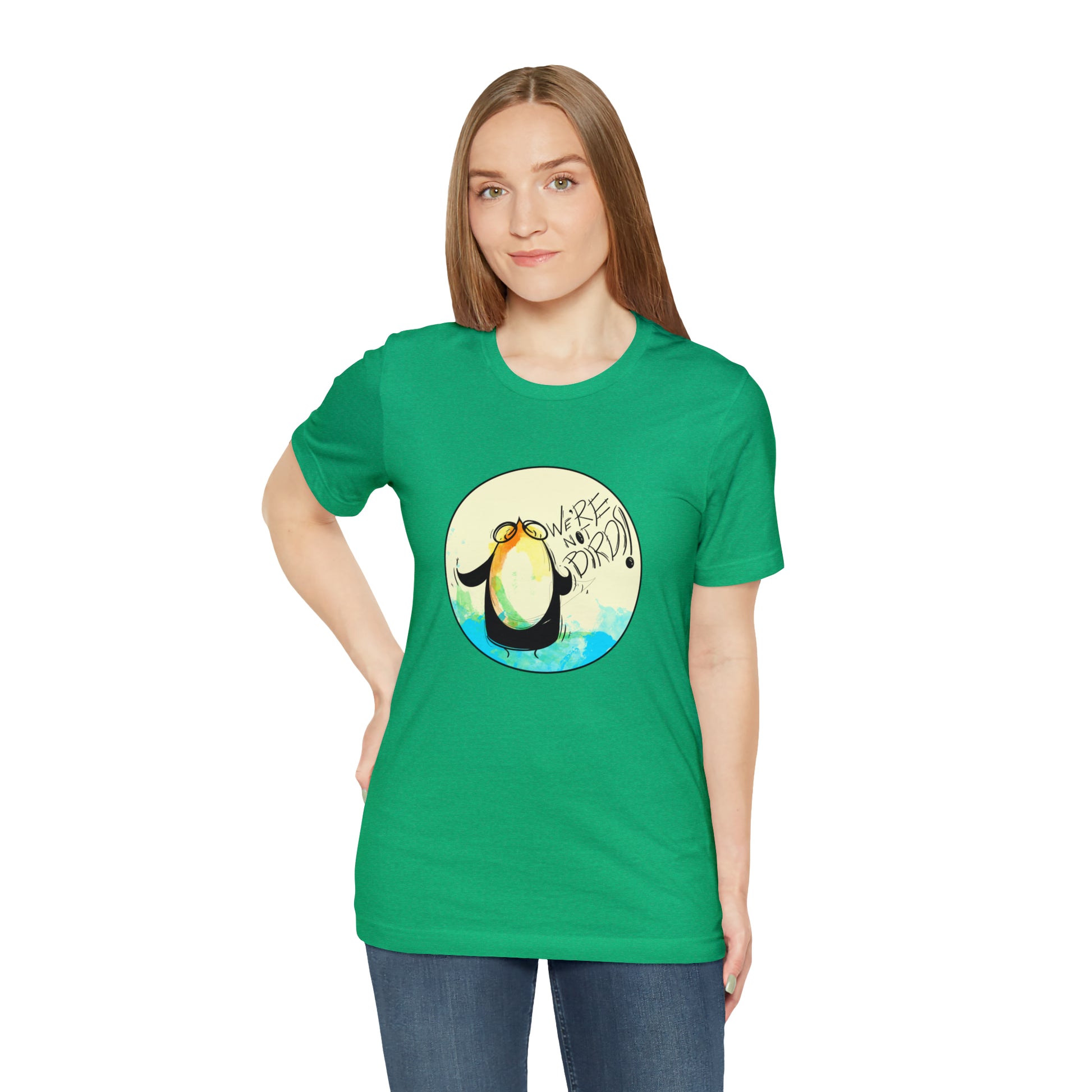 We're Not Birds! Jersey Short Sleeve Tee T-Shirt Printify   