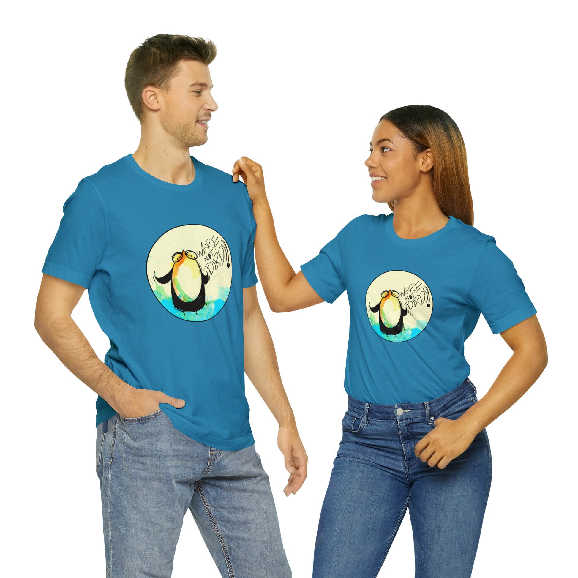 We're Not Birds! Jersey Short Sleeve Tee T-Shirt Printify Aqua S 