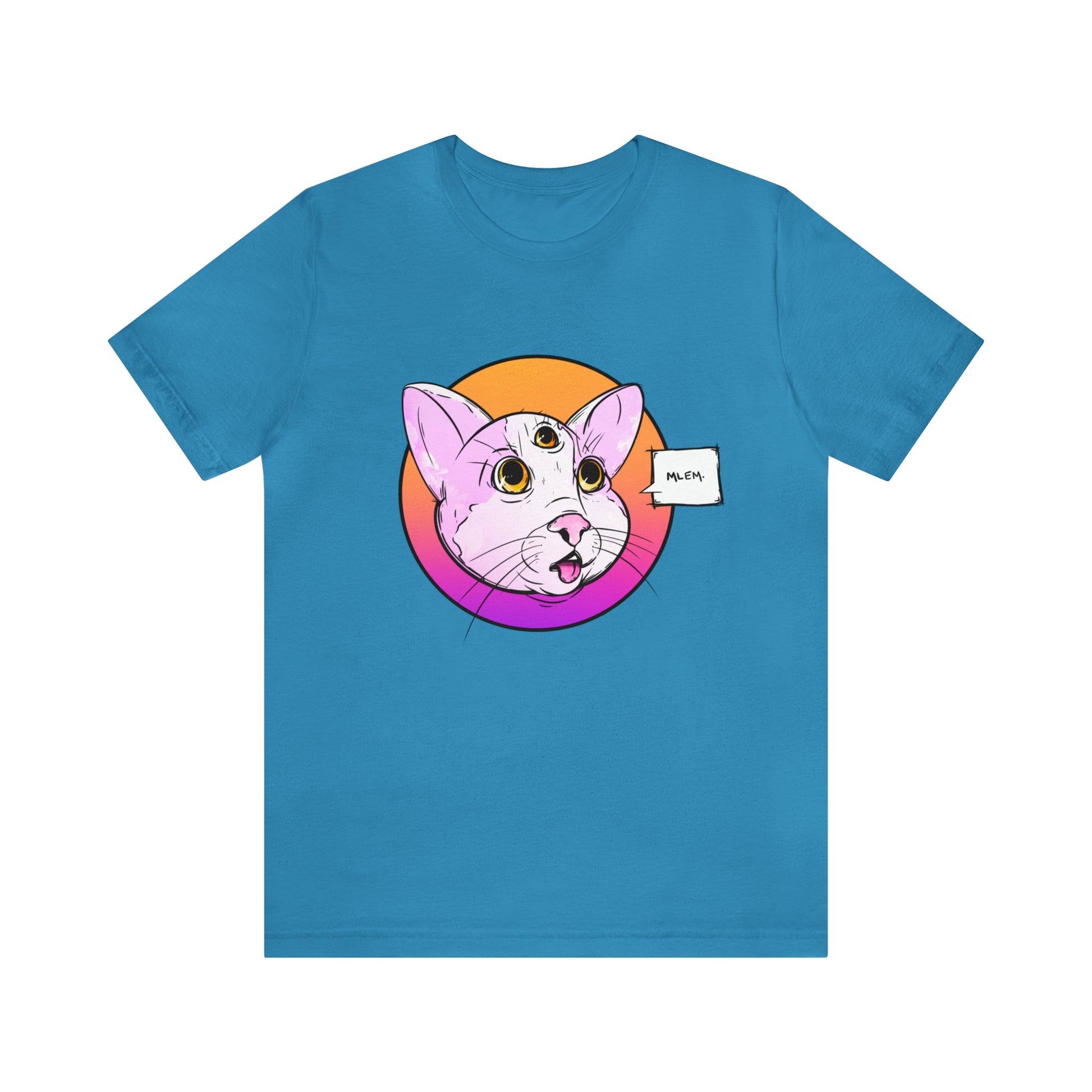 MLEM Cat Jersey Short Sleeve Tee T-Shirt Printify Aqua M 
