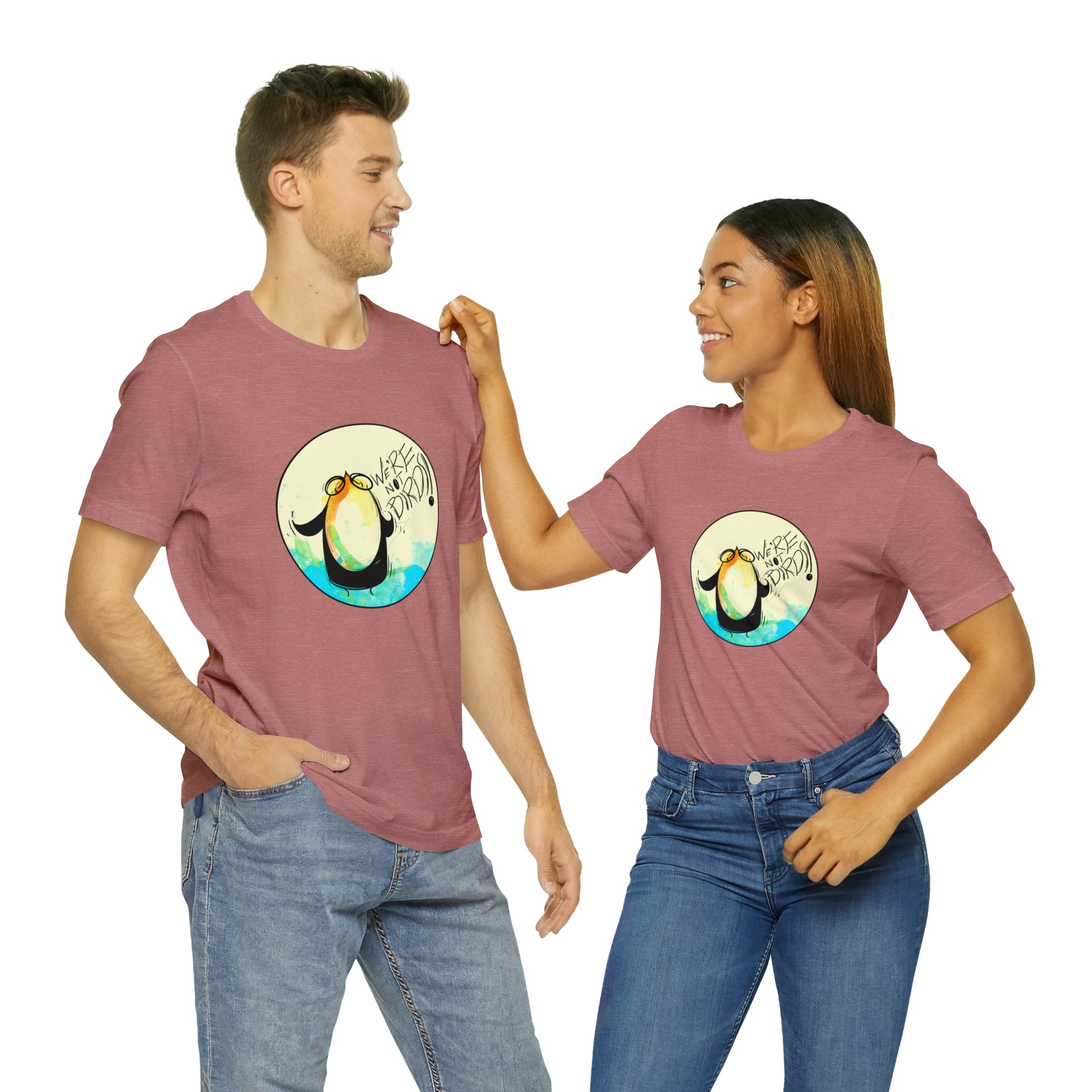 We're Not Birds! Jersey Short Sleeve Tee T-Shirt Printify Heather Mauve S 