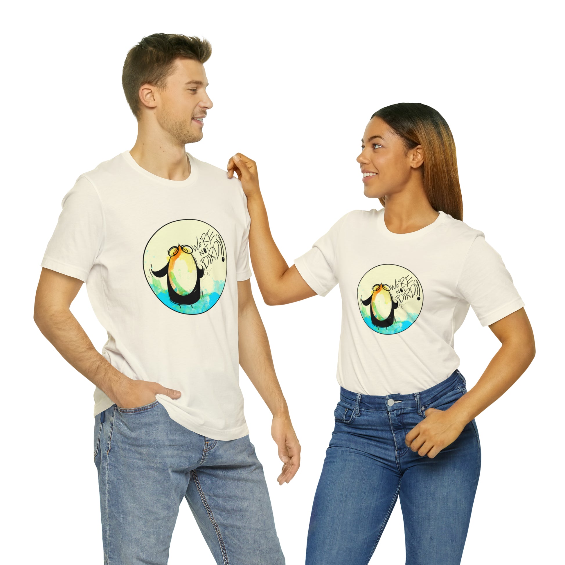 We're Not Birds! Jersey Short Sleeve Tee T-Shirt Printify Natural M 