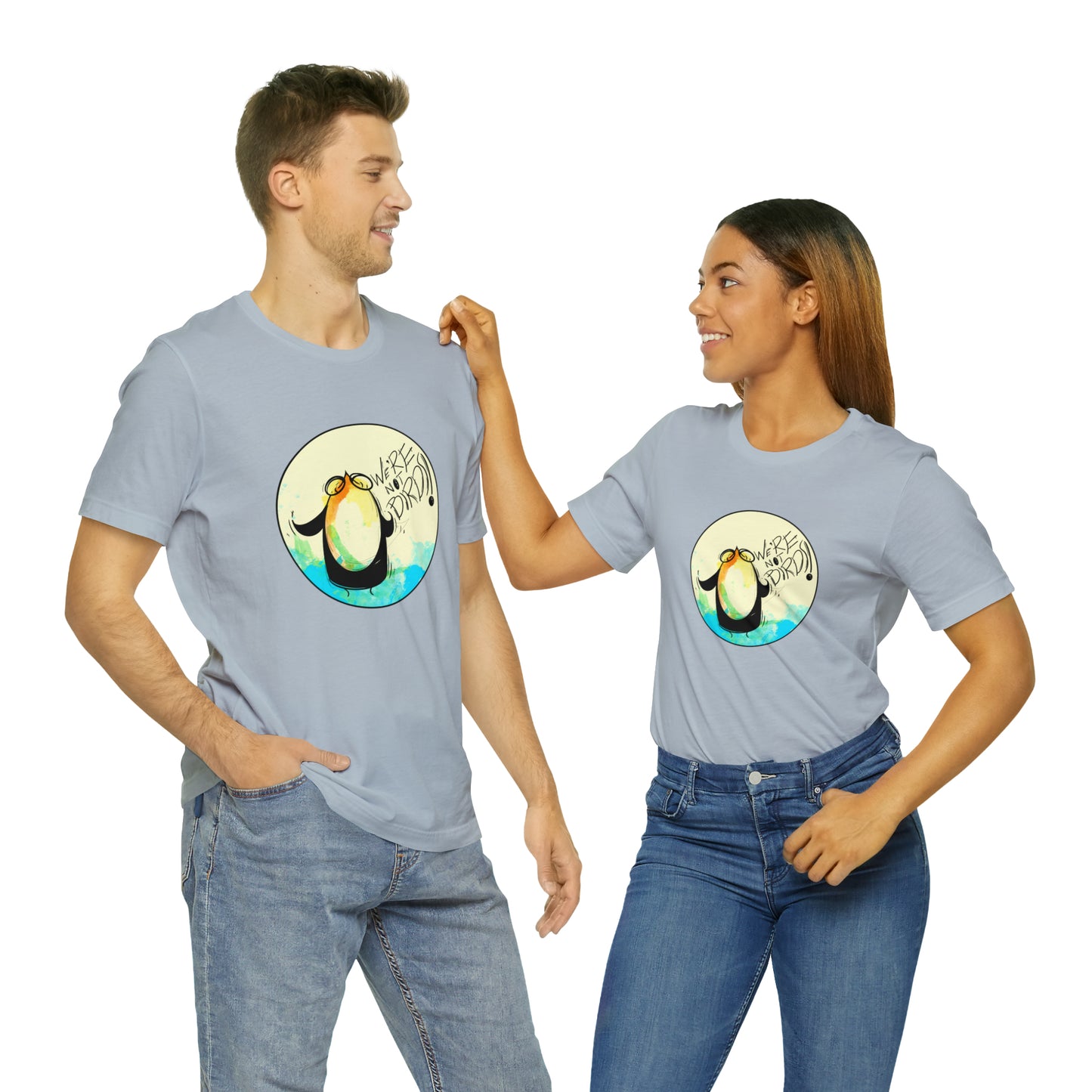 We're Not Birds! Jersey Short Sleeve Tee T-Shirt Printify Light Blue S 